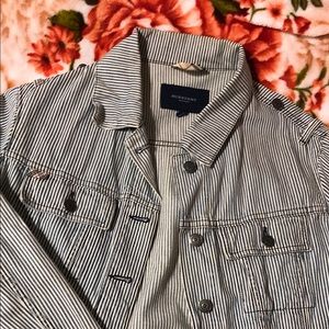 Burberry London Railroad Stripe Denim Jacket In Blue & White